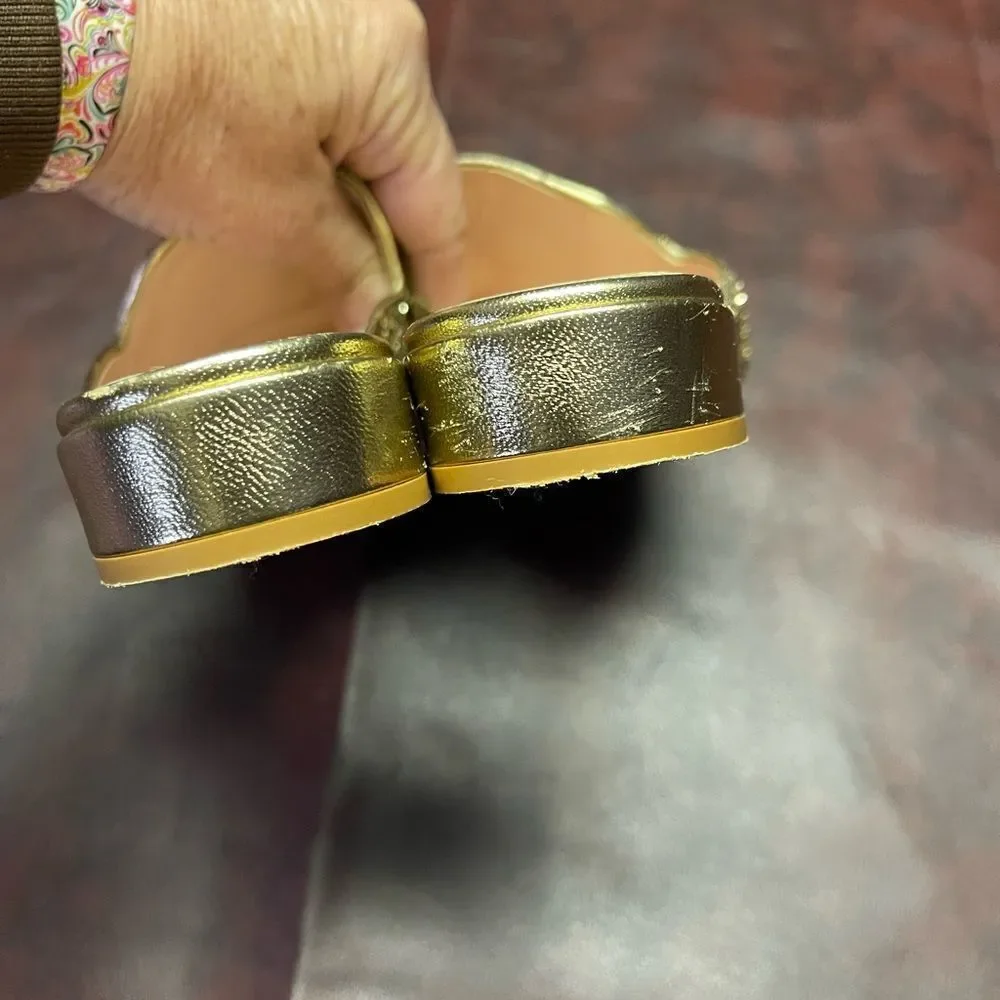Kate Spade‎ gold glitter Glendi mules, size 6